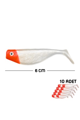 Silikon Balık Yem - DFT - 6cm - Kırmızı/Beyaz (141-3017) - 10lu Paket