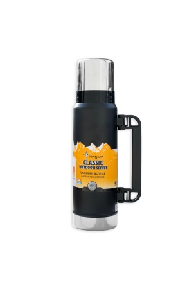 Avcı Termosu -  1.3 LT - Çift Kat Çelik - Penguen - Siyah (PNG-1130Y)