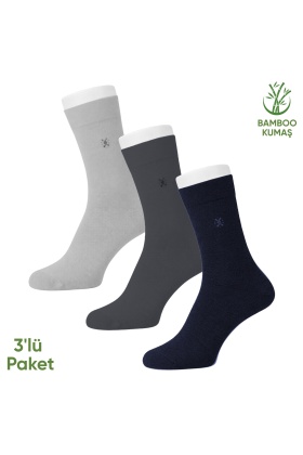 Bambu Erkek Soket Çorabı - 3 Çift - Dikişsiz - Gori -17135 - Set 3