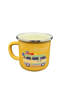 Orcamp Retro Emaye Kupa Bardak Adventure Hardal (OUT-1900)