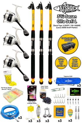 Tam Takım Sazan Olta Seti - 3lü Set - L - 3.30MT/50-100GR