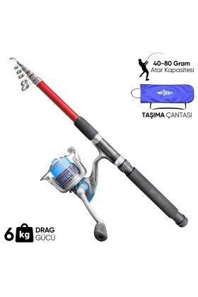 Olta Seti - 300cm Olta Kamışı 40-80GR / 4000lik Olta Makinesi (XA-Kırmızı) - Taşıma Çantalı