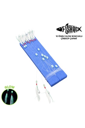 Çinekop Çapari Hazır Takımı - Fishack - On İğneli - Tüylü - Boncuklu - 1 Adet