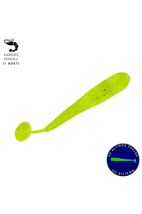 Silikon Kurt Yem - 1,1g 55mm - Fishack Wormix - 1 Adet - UV - Fluo Green - Karides Kokulu