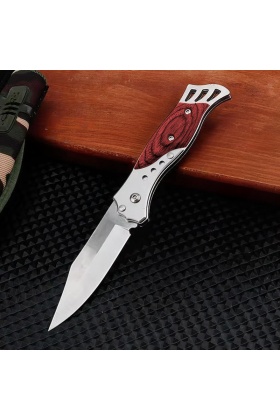 Katlanır Cep Çakısı - Ahşap Saplı - SDR-097 - Kırmızı