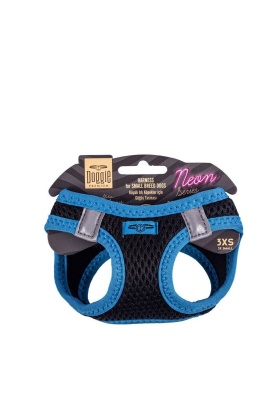 Doggie Havalı Dokuma Neon Küçük Irk Göğüs Tasması Mavi 22-26 cm (ANG-3XS)