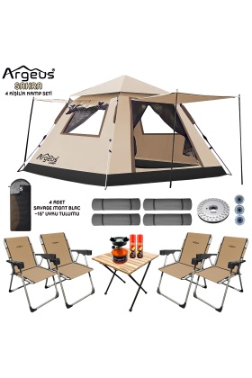 Argeus Sahra 4 Kişilik 3 Mevsim Kamp Çadır Seti