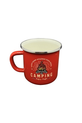 Orcamp Retro Emaye Kupa Bardak Adventure Kırmızı (OUT-1900)
