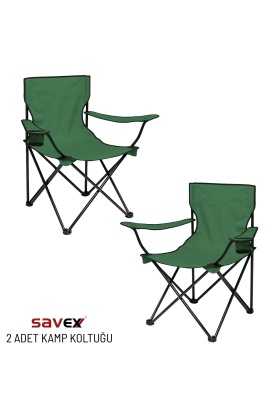 2 Adet Katlanır Kamp Sandalyesi - Piknik Plaj Sandalyesi - (DY.001) - Haki - Taşıma Çantalı
