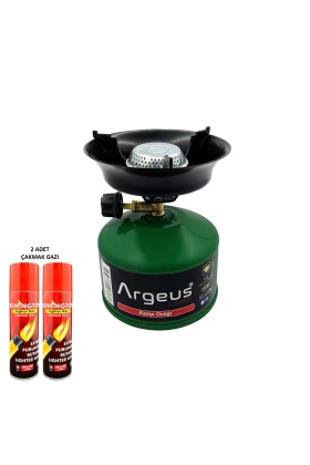 Argeus Stone Kamp Ocağı ve Çakmak Gazı Seti Yeşil (203)