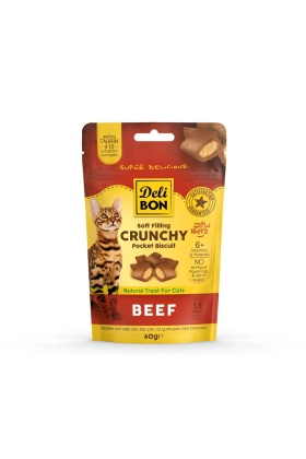 Delibon Crunchy Sığır Etli İçi Dolgulu Kedi Ödül Bisküvisi 60 Gr