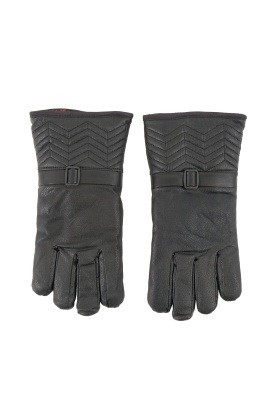 Erkek Deri Eldiven - İçi Peluşlu - Savex - Siyah - 137-F