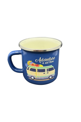 Orcamp Retro Emaye Kupa Bardak Adventure Mavi (OUT-1900)