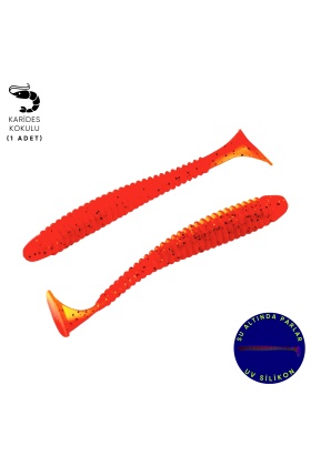 Silikon Kurt Yem - 4,2g 105mm - Turna/Levrek Silikonu - 1 Adet - Turuncu/Sarı - Karides Kokulu