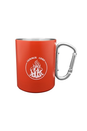 Karabina Saplı Paslanmaz Çelik Kupa Bardak - Orcamp - Kırmızı (OUT-1850)