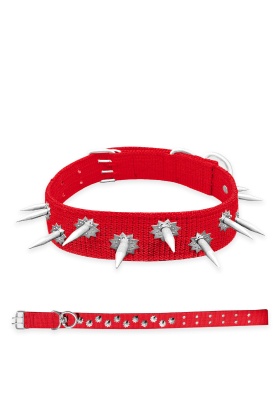Dokuma Çivili Köpek Boyun Tasması - 4*70 cm - Kırmızı