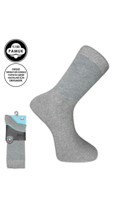 Pro Çorap Şeker (Diyabetik) Sıkmayan Pamuk Erkek Çorabı Gri (16408-R4)