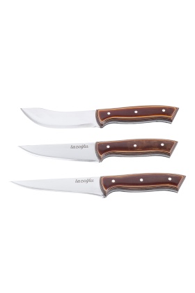 Mutfak Bıçak Seti - Lazoğlu 3lü Set - Kasap / Sıyırma / Yüzme - El Yapımı