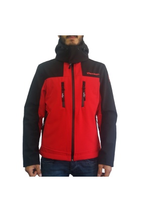 Lemigo Softshell Kapşonlu Mont Kırmızı-Siyah