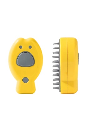 Şarjlı Buharlı Kedi Köpek Tarağı - Yumuşak Silikon Tüy Toplayıcı - Sarı (8675)