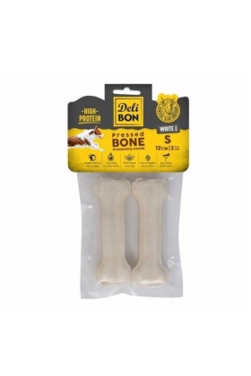 Delibon Deri Pres Kemik Köpek Ödülü Beyaz 12 Cm (2li)