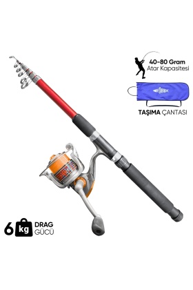 Olta Seti - 300cm Olta Kamışı 40-80GR / 4000lik Olta Makinesi (XB-Kırmızı) - Taşıma Çantalı