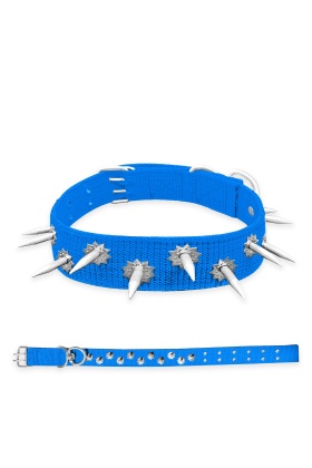 Dokuma Çivili Köpek Boyun Tasması - 4*70 cm - Mavi