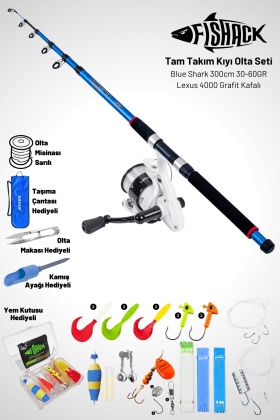 Tam Takım Kıyı Olta Seti - 300cm Kamış 30-60GR / 4000lik Lexus Olta Makinesi - Taşıma Çantalı