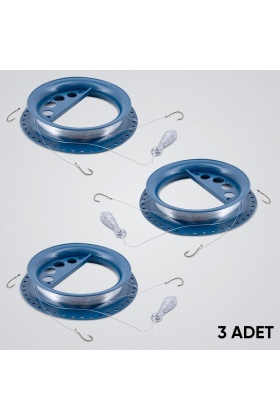 Sazan El Oltası Takımı - Büyük Kasnak - 3 Adet - 3 İğneli - Dip Olta - Kurşunlu