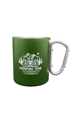 Karabina Saplı Paslanmaz Çelik Kupa Bardak - Orcamp - Yeşil (OUT-1850)