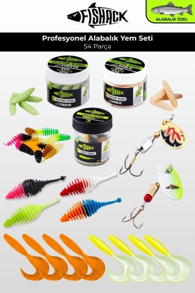 Profesyonel Alabalık Yem Seti - 54 Parça - Yüzen Kurt, Döner Kaşık, Silikon Kurt
