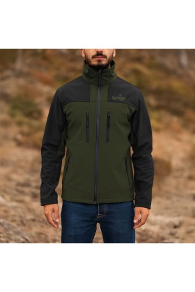 Su ve Rüzgar Geçirmez Softshell Mont - Lemigo - Haki-Siyah