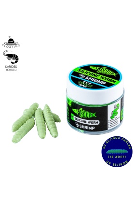 Yüzen Silikon Kurt - Glow Alabalık Yemi - 37mm - Karides Kokulu - Küf Yeşili - Trout Bait