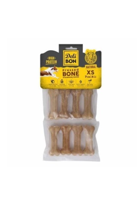 Delibon Deri Pres Kemik Köpek Ödülü Naturel 7 Cm (8li)