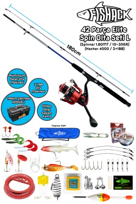 Fishack 42 Parça Elite Spin At-Çek Deniz ve Göl Olta Seti L - 1.80MT / 10-30GR