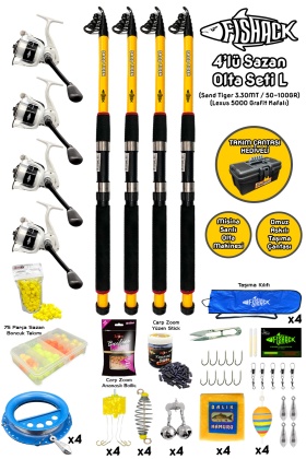 Tam Takım Sazan Olta Seti - 4lü Set - L - 3.30MT/50-100GR