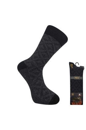 Pamuklu Havlu Kışlık Erkek Çorabı - Cebelitarık - Siyah - No: 41-44 - (14639)