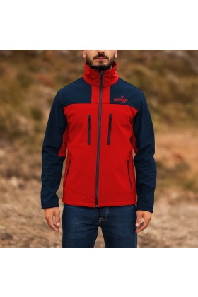 Su ve Rüzgar Geçirmez Softshell Mont - Lemigo - Kırmızı-Lacivert