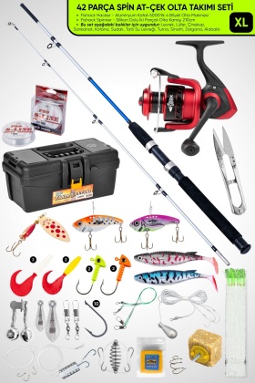 Spin At-Çek Deniz ve Göl Profesyonel Olta Seti Takımı - XL - 2.10MT / 10-30GR - 42 Parça Elite