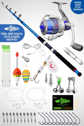 35 Parça Tam Takım Olta Seti - 300cm Kamış 30-60GR / 40lık Makine (Mavi) - Tüm Deniz ve Göller İçin
