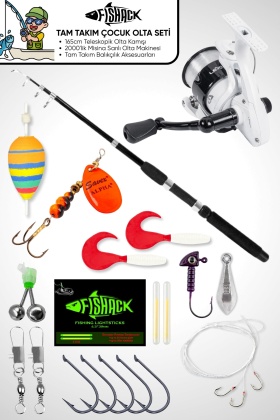 Tam Takım Çocuk Olta Seti - 165cm Kamış 10-30GR / 20lik Makine - Tüm Deniz ve Göller İçin