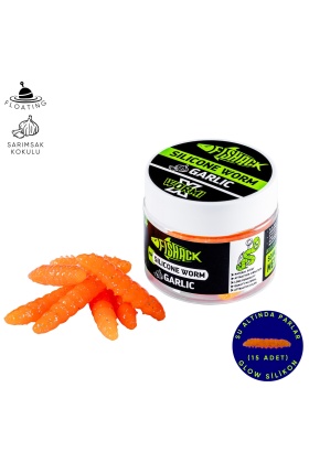 Yüzen Silikon Kurt - Glow Alabalık Yemi - 37mm - Sarımsak Kokulu - Turuncu - Trout Bait