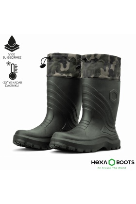 Ultra Hafif EVA Uzun Avcı Çizmesi - Haki - Konçlu - Hexa Boots