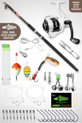 Deniz Ve Göl Surf Olta Takımı Seti 350cm Kamış 60/120gr / 60lık Makine (Kahve) - 35 Parça