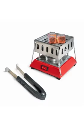 Nargile Köz Ocağı - Elektrikli - Kırmızı - Krom - İksa - (İK-207)