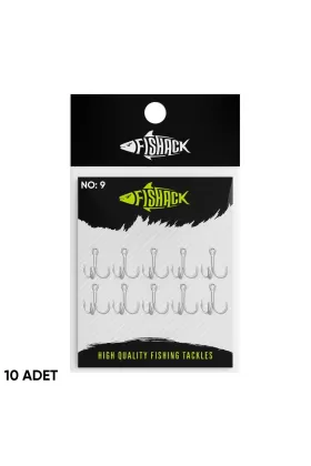 Üçlü İğne - Nikel Üçlü Kanca - Fishack 3210 - 10 Adet -  No: 9