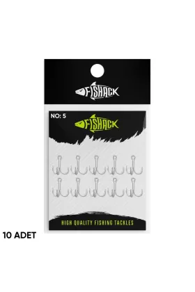Üçlü İğne - Nikel Üçlü Kanca - Fishack 3210 - 10 Adet - No: 5