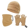 3lü Kışlık Set Polar Bere, Eldiven, Boyunluk -  Warm - Kum - (SBLN.008)