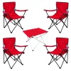 Savex 4lü Bardaklı Katlanabilir Sandalye ve Masa Seti - Kırmızı (DY.001)