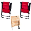 2 Adet Katlanır Kamp Sandalyesi ve Masa Seti - Rest - Taşıma Çantalı - Kırmızı - 130 KG Taşıma